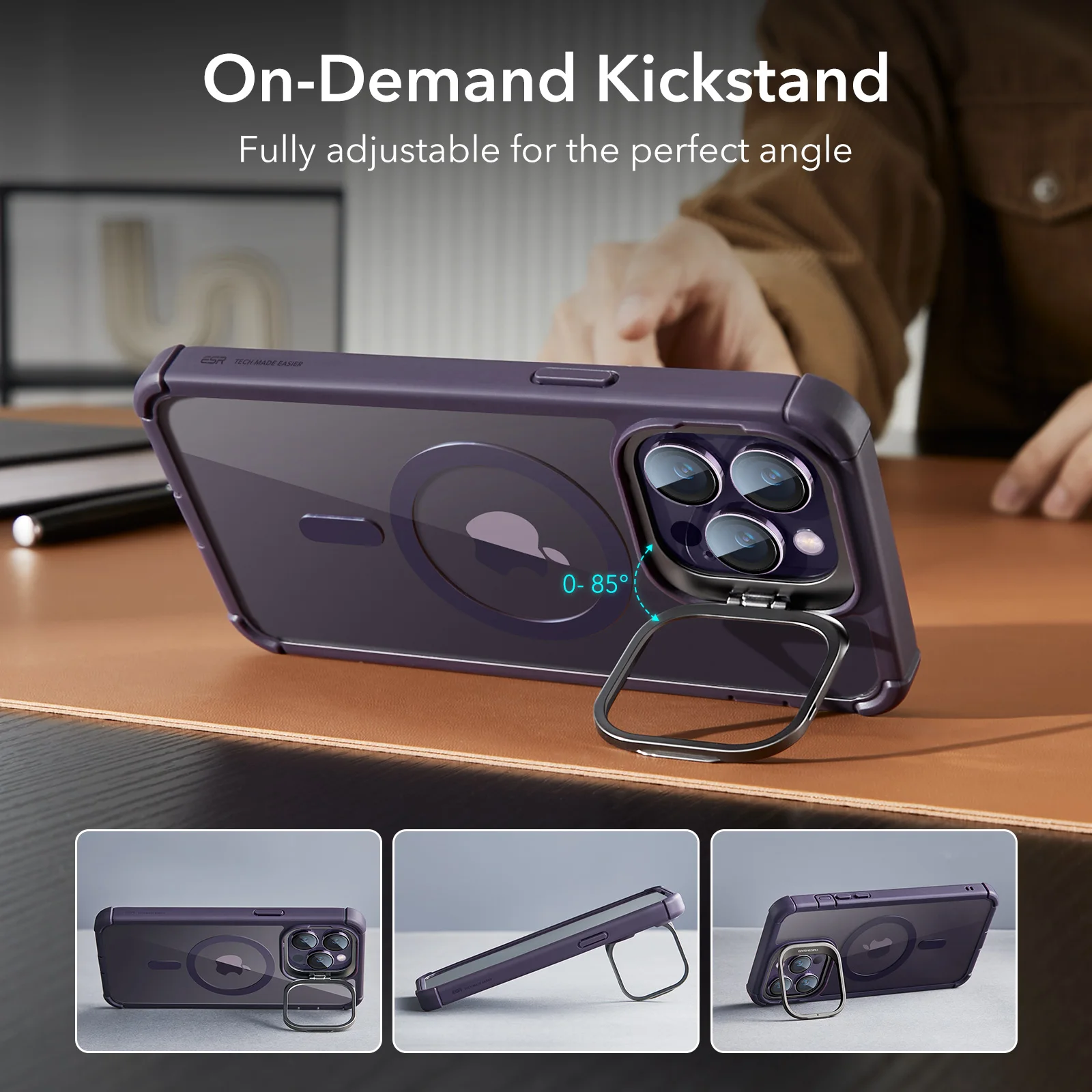 ESR for iPhone 15 14 Pro Max Armor Case with Stash Stand for iPhone 13 Pro Full Body Shockproof Military-Grade Drop MagSafe Case