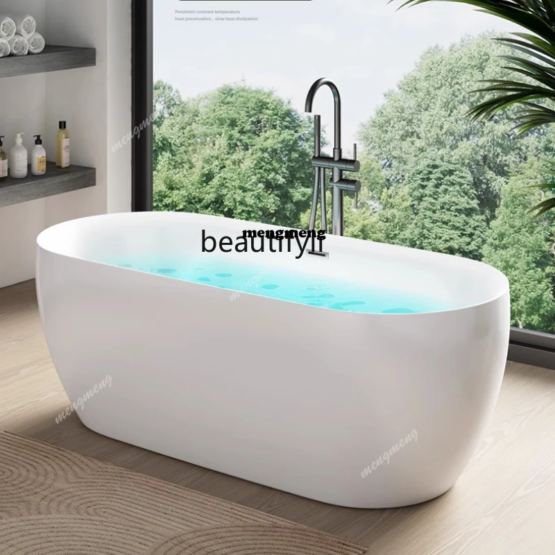 Independent acrylic bathtub household small apartment seamless integrated oval hotel bed and breakfast bathtub