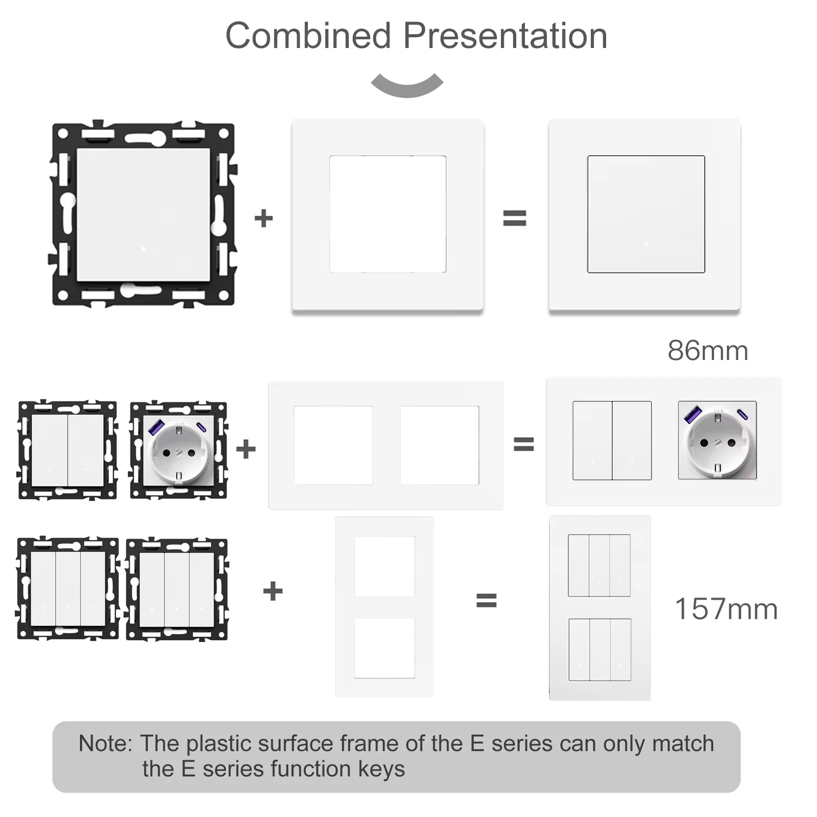 BSEED Zigbee 1/2/3/4Gang Smart Light Curtain Shutter Dimmer Switches Mechanical Buttons EU Sockets USBC DIY Parts Plastic Frames