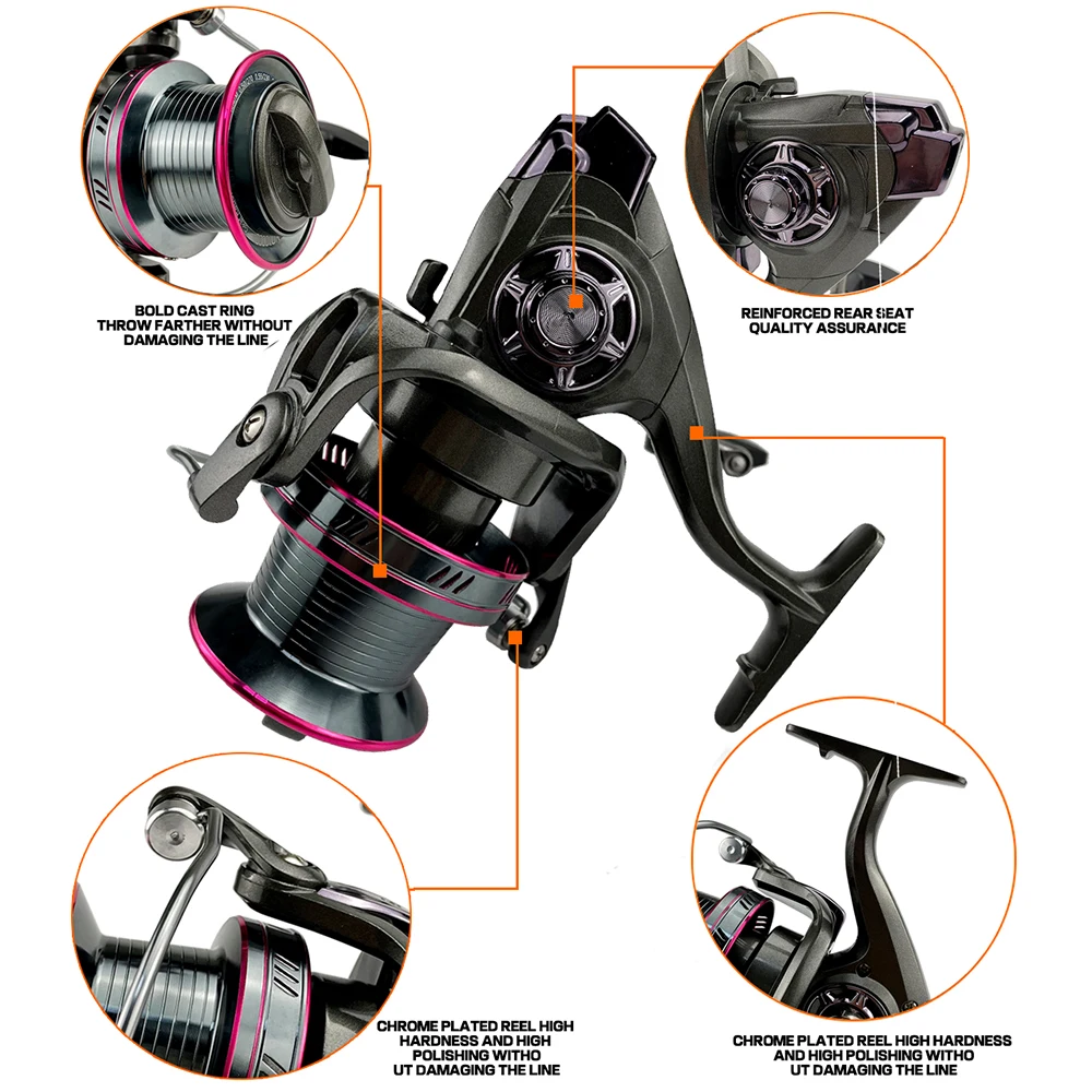 GHOTDA Spinning Fishing Reel with Large Spool Strong Body Saltwater Spinning Fishing Reel YO 9000 10000 12000