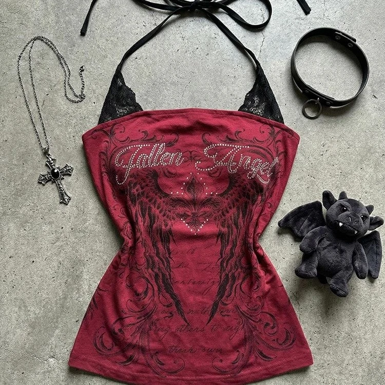 Gothic Tube Top Women Strapless Skinny Cropped Tops Summer Casual Sexy Sleeveless Tees y2k Streetwear Vest Red Basic Tank Tops