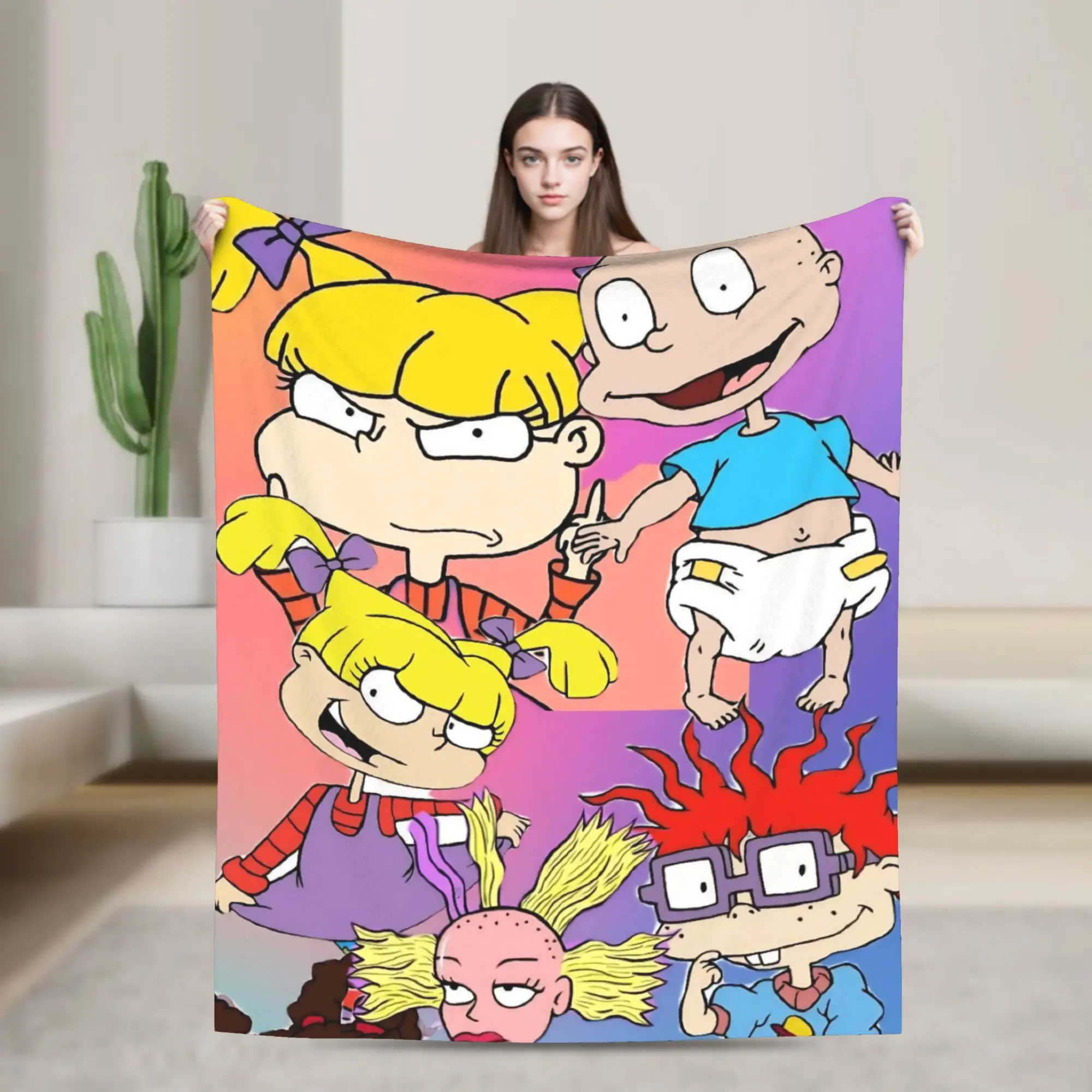 Cartoon R-Rugrats Throw Blanket for Couch  Soft Fuzzy Plush Blanket 50x60 Inch Multi-size Bedspreads for All Seasons