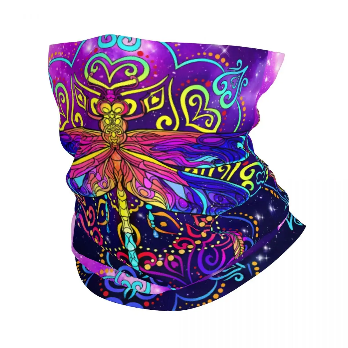 Vegetable Colored Dragonfly (2) Scarf Neckerchief Neck Face Mask Polyester