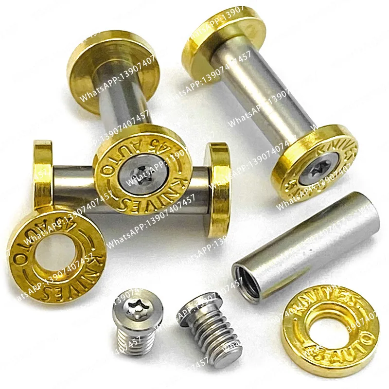 CNC Brass Bottom Fire Style '45 AUTO Knives' Letters Steel Stamped Knife M4 Pair Lock Screw T8 Torx Head Fastener Bolt