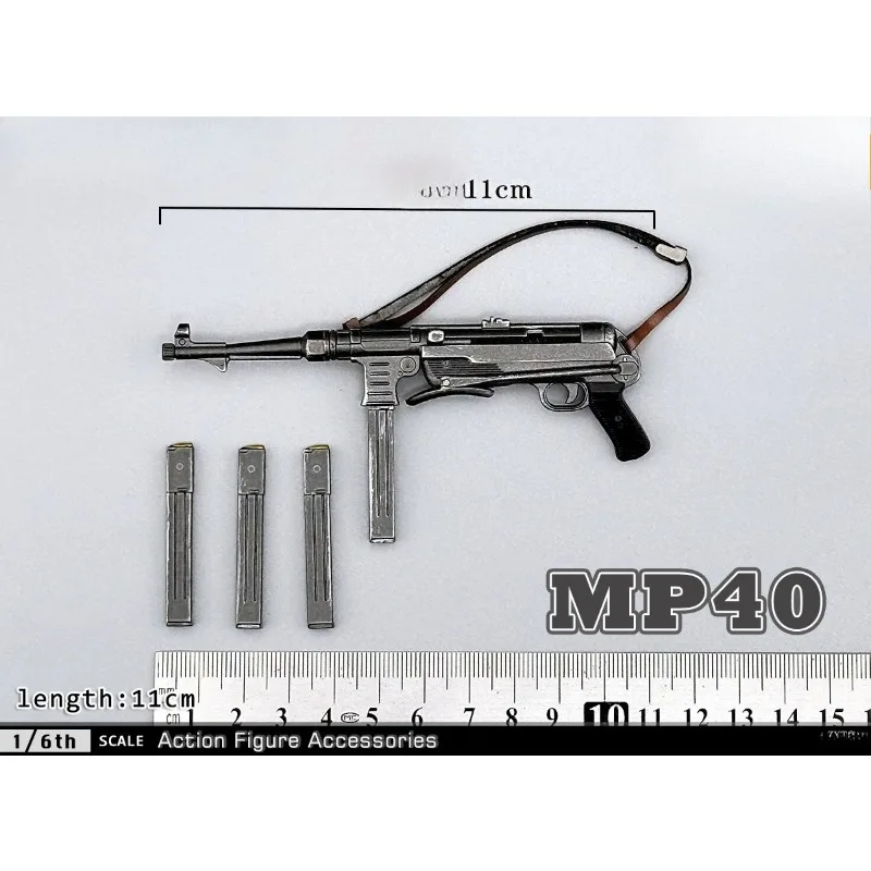 

ZYTOYS MP40 1/6 Scale Action Figures World War II Submachine Gun Model Toys for 12 Inch Male Soldier Body Scene Accessories