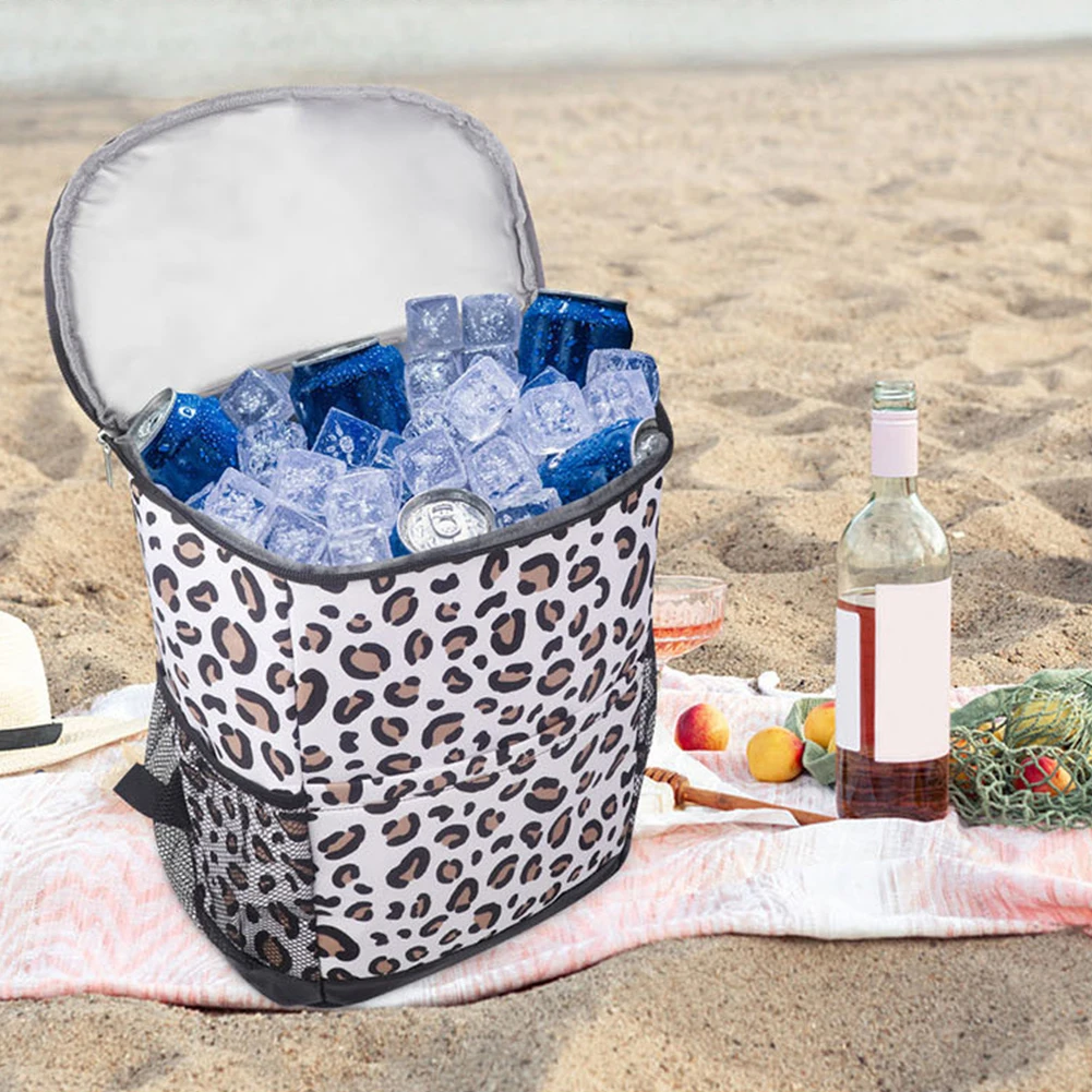 Cooler Backpack Camping Cooler Bag Leopard Print Lunch Box Large Capacity Picnic Bags Travel Camping Backpack for Beach Hiking