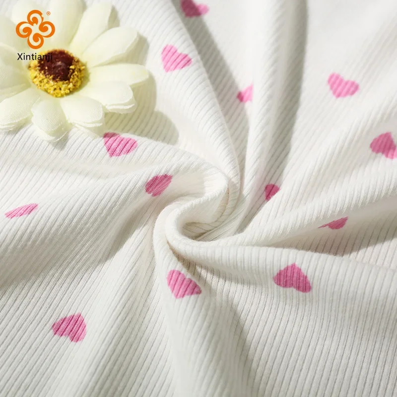 Summer Fashion Stretchy Dot Rib Printed Cotton Sewing Knit Fabric By Half Yards Dress,T-shirt Jersey Material 45*135cm YHTJ0050