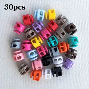 30 spring rope locks, double hole circular sliding buckles, elastic drawstring locks - suitable for camping, hiking, backpack sh