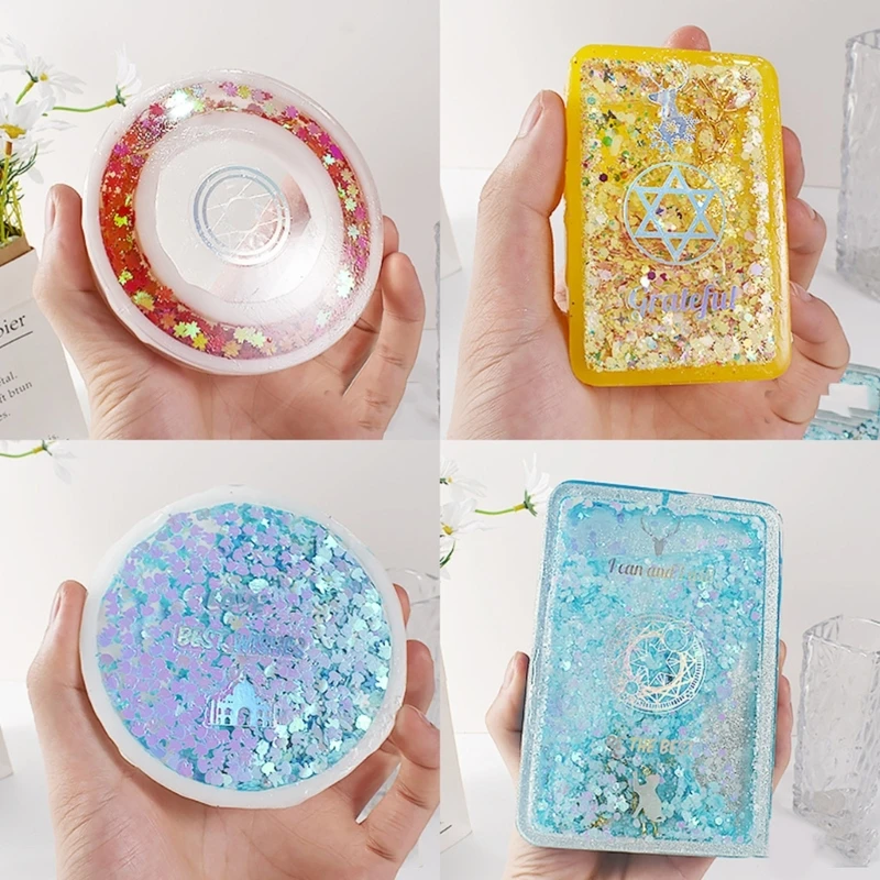 

Heart Round-Star Silicone Resin Art Mold for DIY Epoxy Quicksand Shaker Cup Mat Coaster Frame Ideal Gift