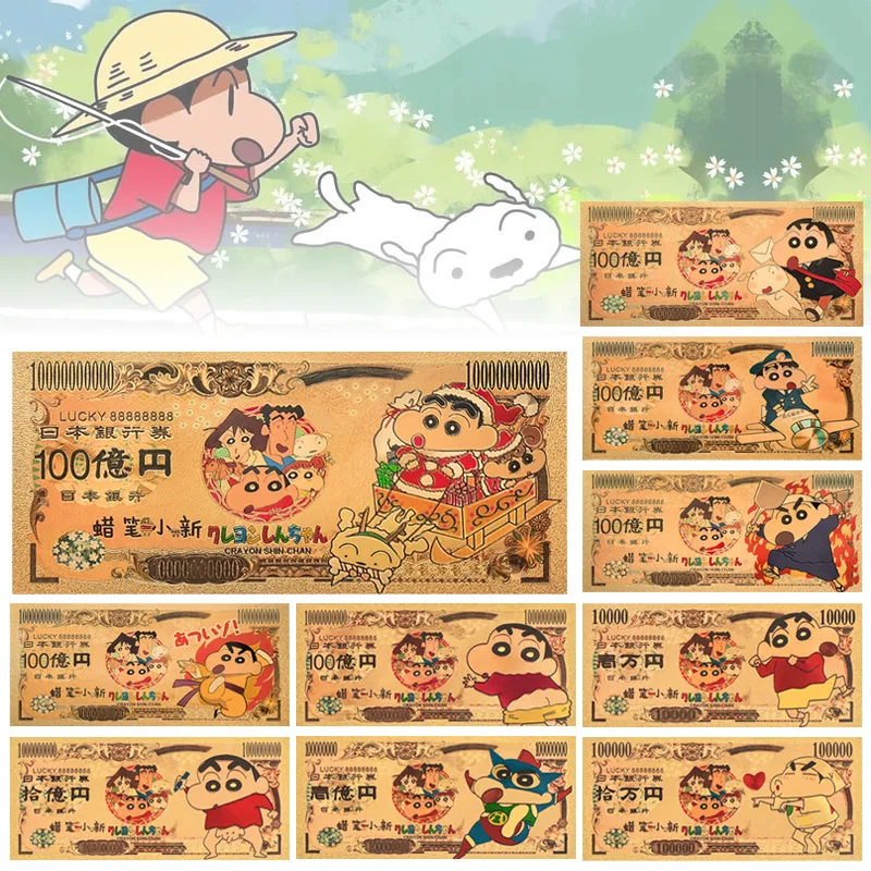 Anime Commemorative Coin Crayon Shin-chan Souvenir Card Gold Foil Card Plastic Card Collectible Coin Card Collection Coin