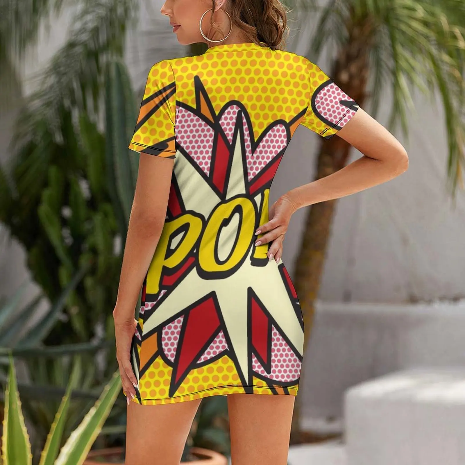 POP Comic Book Pop Art Cool Retro Trendy Short Sleeved Dress women dress luxury dresses Dress