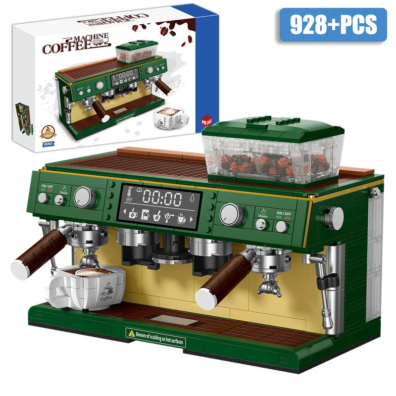 

City 928pcs Retro Coffee Machine Model Mini Size Building Blocks Classic MOC Coffee Maker Micro Bricks Toys For Children Gifts