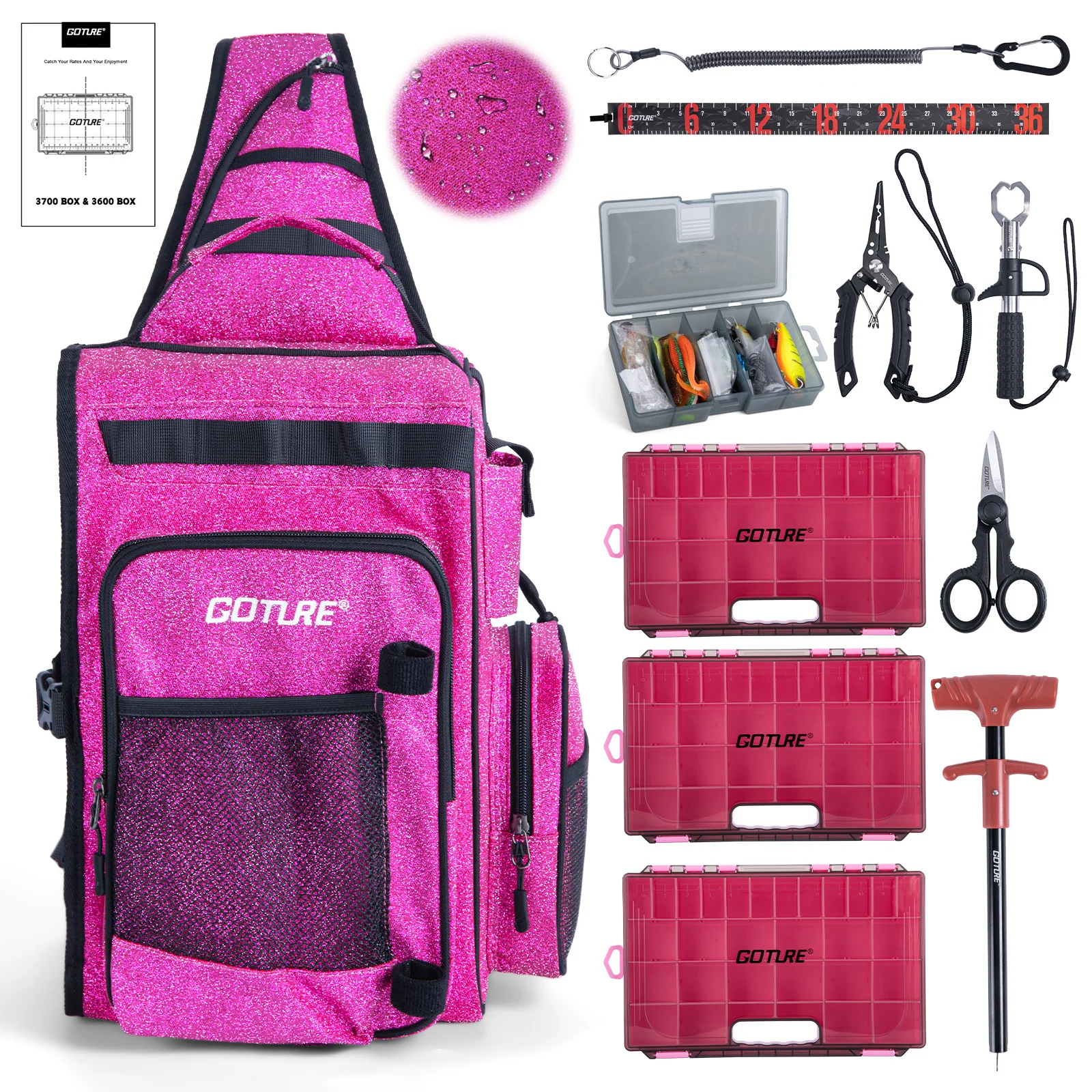 

Goture 39*22*9 см, регулируемый рюкзак для рыбалки, водонепроницаемый материал 900D, портативный набор сумок для снастей через плечо