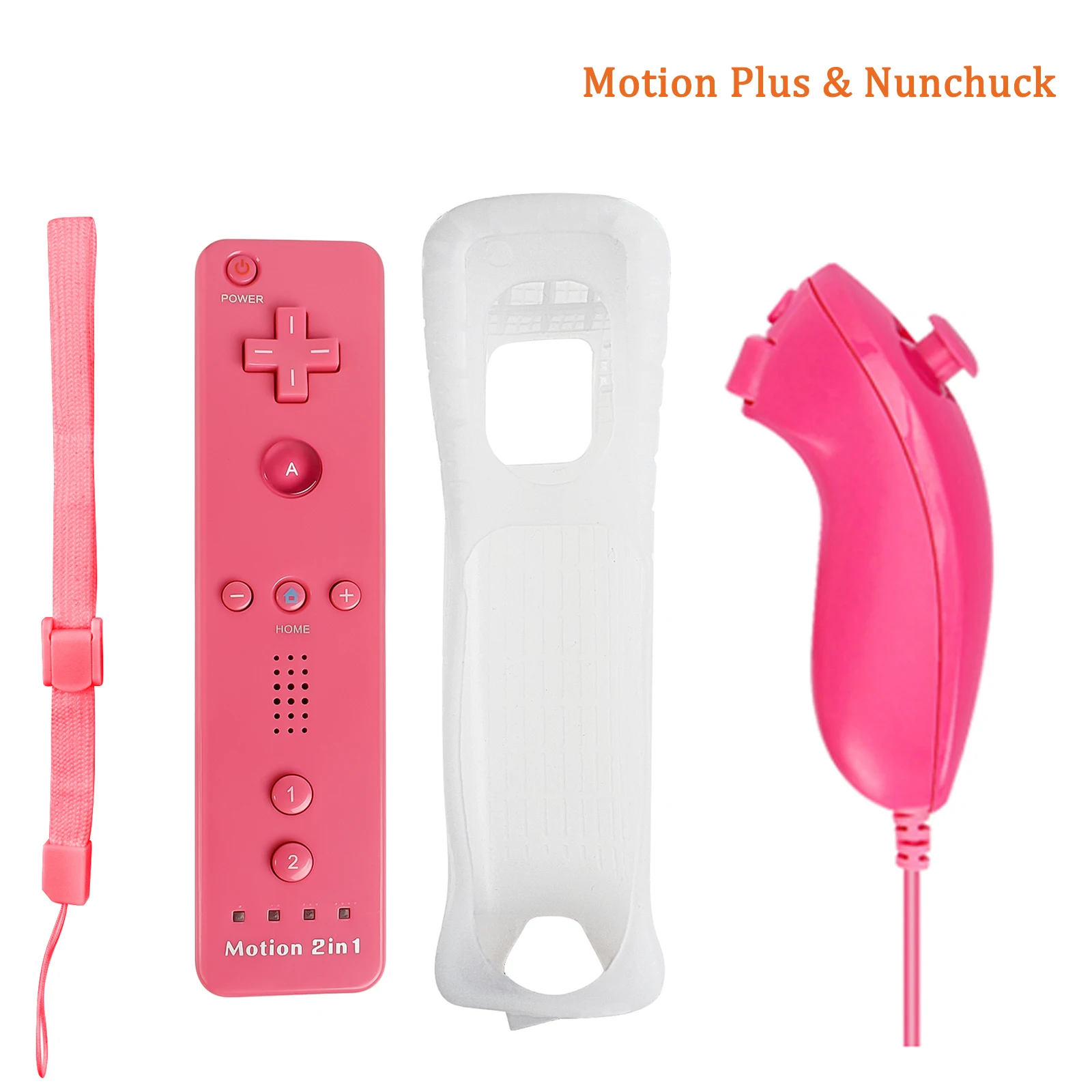 2-in-1 draadloze afstandsbediening voor Nintendo Wii/Wii U Motion Plus Bluetooth gamepad met siliconen hoesje voor gameconsole - afbeelding 1
