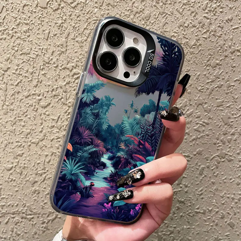

Tropical Jungle Print Animal Laser Phone Case For iPhone 16 15 14 Pro Max Plus 13 12 Mini 11 Pro Max Shockproof Protective Cover