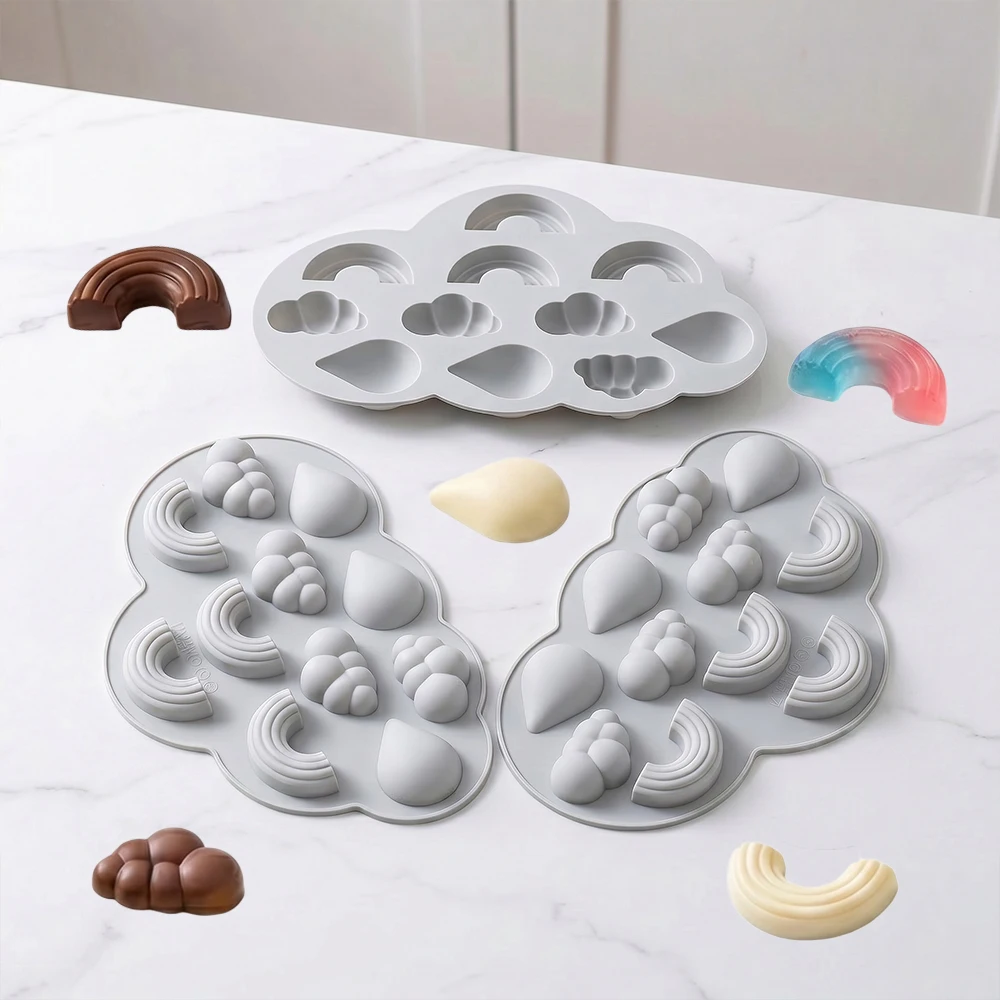 Cloud Rainbow shaped Silicone Mold DIY Chocolate Candy Pudding Dessert Cake Decoration Plugin Biscuit Baking Mold