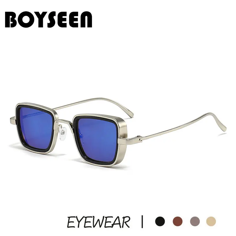 BOYSEEN Vintage Metal Steampunk Sunglasses Men Women Sun Glasses For Men Women Stylish Retro Brand Shades Male Female UV400