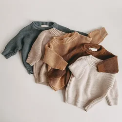 0-7T Toddler Newborn Baby Sweater Kid Boy Girl Winter Clothes Warm Thick Knit Pullover Top Long Sleeve Basic Knitwear Outfit