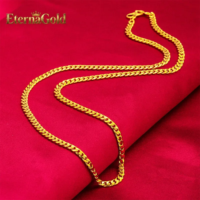 EternaGold  50cm Necklace Women's Flat Chain 24K Gold AU999 - 50cm pendant-compatible, luxury 24K, understated taste for daily w