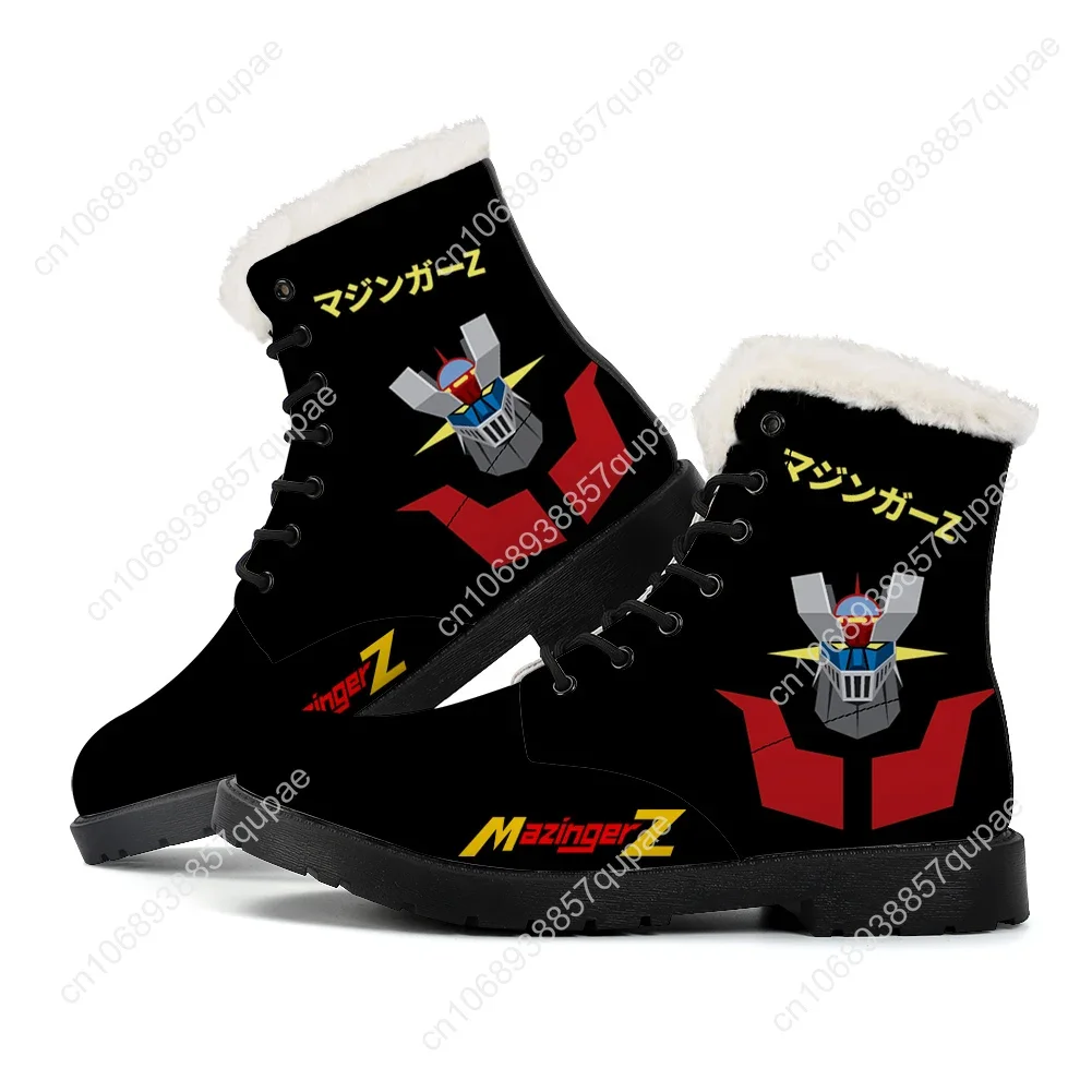 Mazinger Z Plush Boots Cartoon Anime Men Women Teenager Casual Shoes Outdoor Keep Warm Footwear High Quality Couple Custom Shoe 2