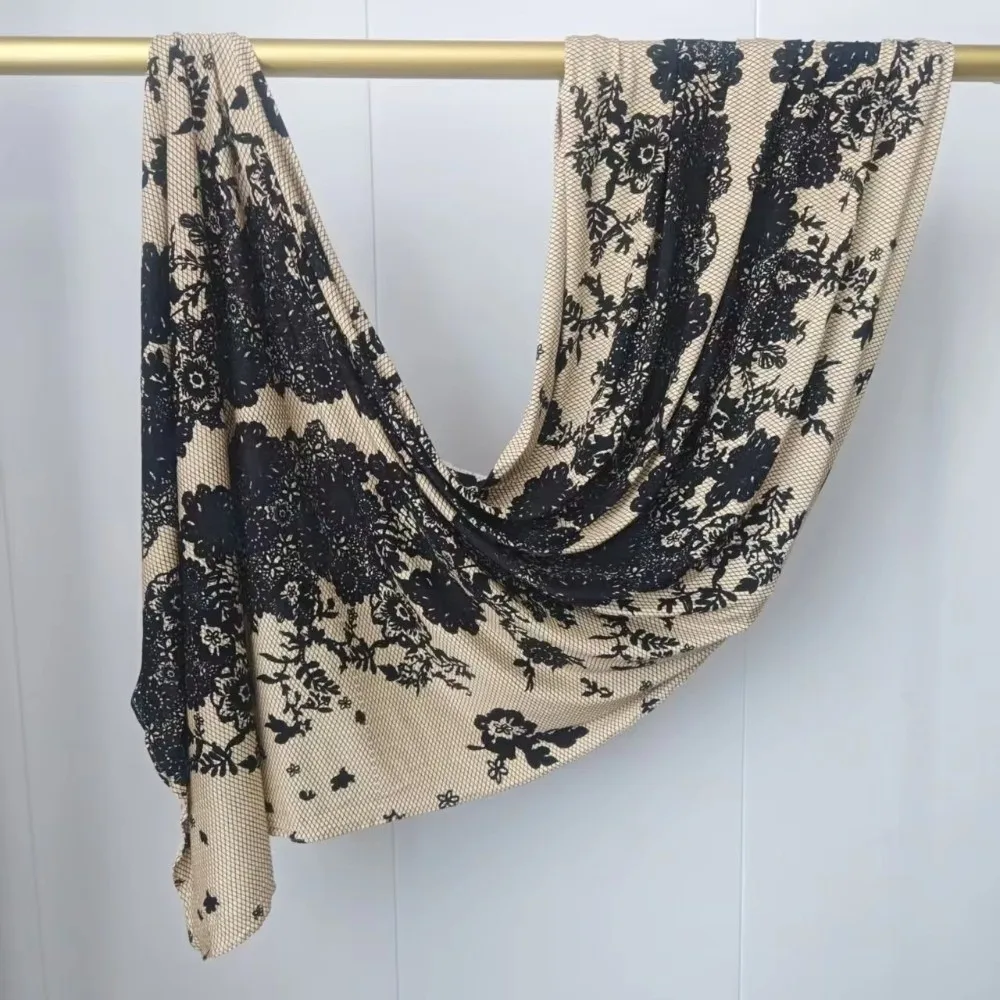 Fashion Cotton Printed Hijab Headscarf Breathable Light Weight Women Shawl Watercolour Floral Soft Shawls Wraps Daily Wear