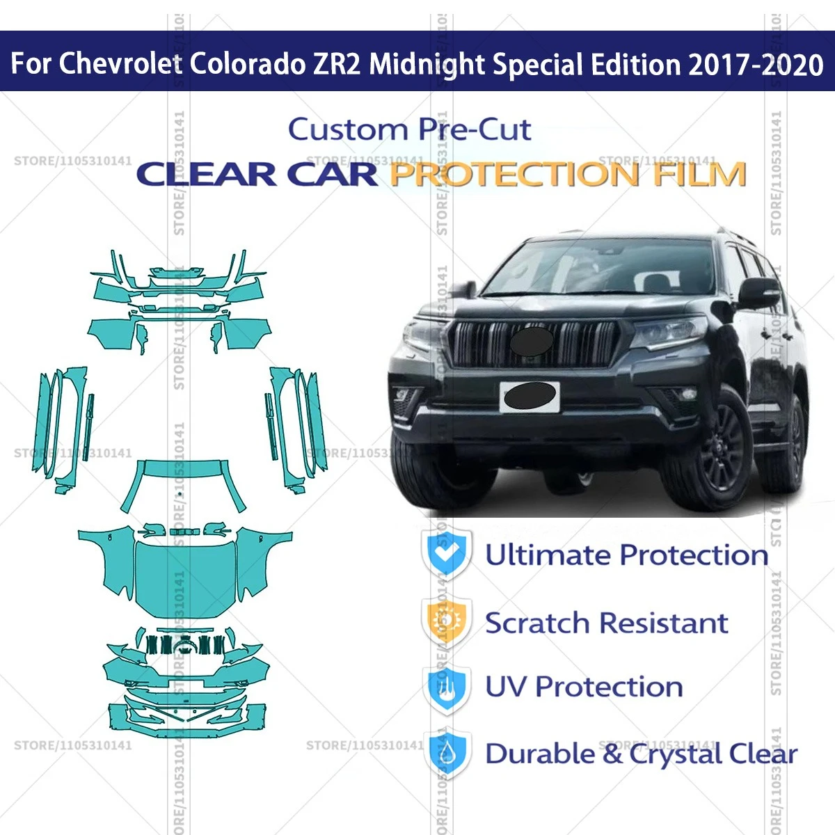 

Предварительно нарезанная защитная пленка PPF, прозрачная автомобильная пленка для полной защиты кузова Toyota Prado TX-L Modelista 2020-2023