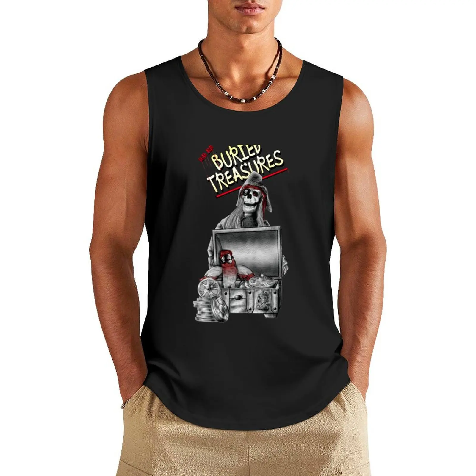 Майка мужская с надписью «Dead and Bury Treasure», тенниска для спортзала, Майка без отделки Дэйви и Джек