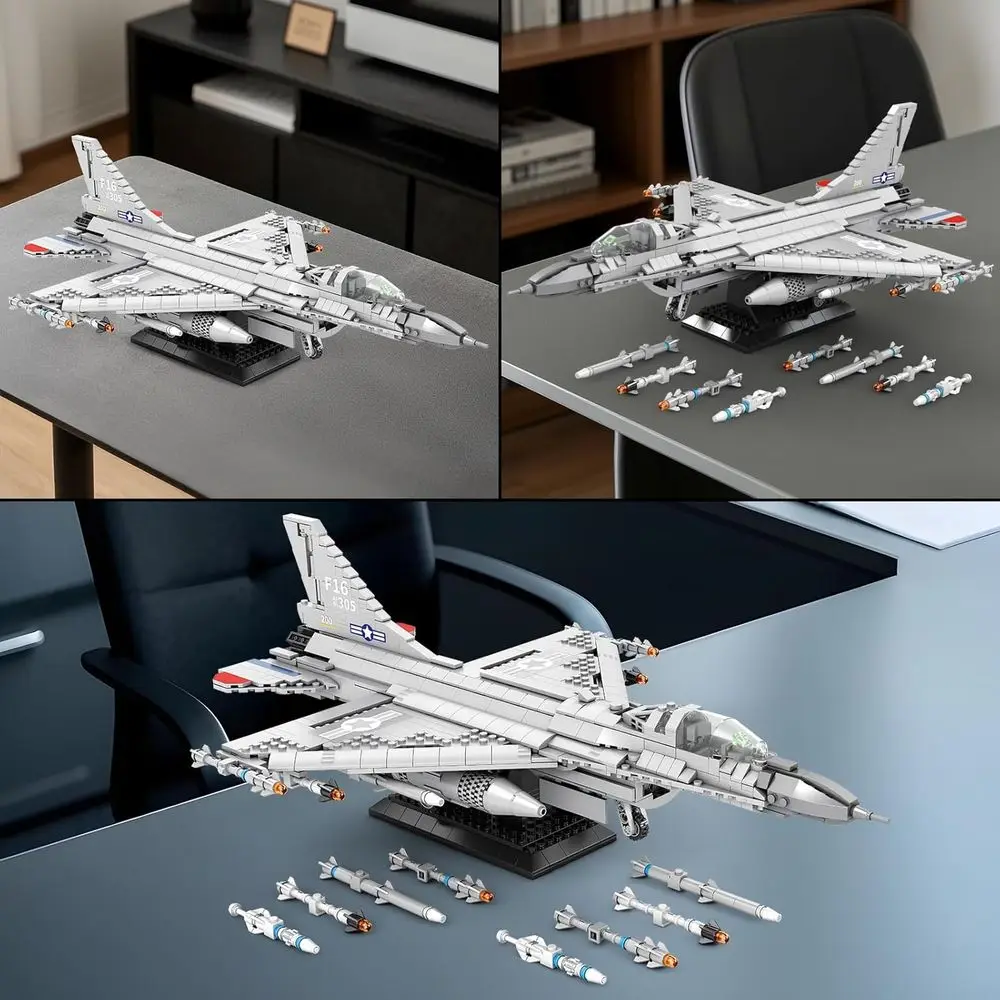 F-16 戦闘機組み立てキット、軍事展示モデル、空軍ビルディングブロック、33027、ファイティングファルコン航空機、陸軍ビルディングブロック