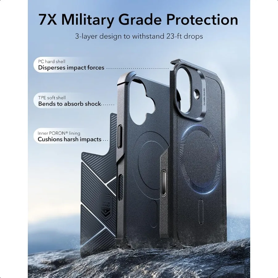 حافظة لهاتف آيفون 17 7X غطاء أحمر ممتص للصدمات من الدرجة العسكرية مع زر التحكم في الكاميرا MagSafe Accories Compat