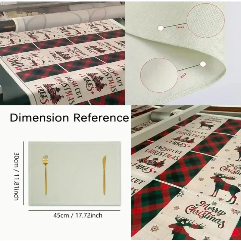 عيد ميلاد سعيد الطباعة تحديد الموقع مقاوم للماء عطلة طاولة طعام حصيرة قابل للغسل تحت عنوان المطبخ استخدام للديكور أدوات المائدة الاحتفالية