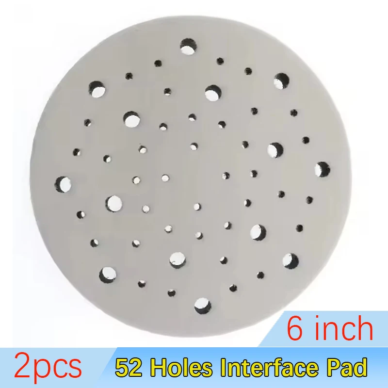 2PCS 6 Inch 150mm 52-Hole Soft Interface Pad Hook and Loop Sanding Disc Buffer Sponge Interface Cushion Pad for Backing Pad