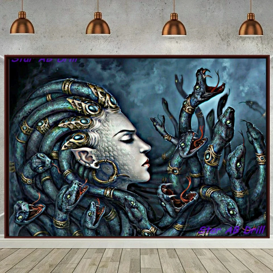 Medusa And Shaman Witch 5D Full Diamond Art Painting Kits Dark Girl Women Evil Devil AB Drill Embroidery Cross Stitch Home Decor