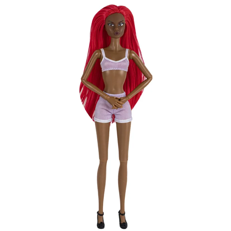 

Newest 12 Inch Super Model Kids Toys Joint Movable Black Female African Woman Figure With Long Hair Fast Shipping Things DIY Toy