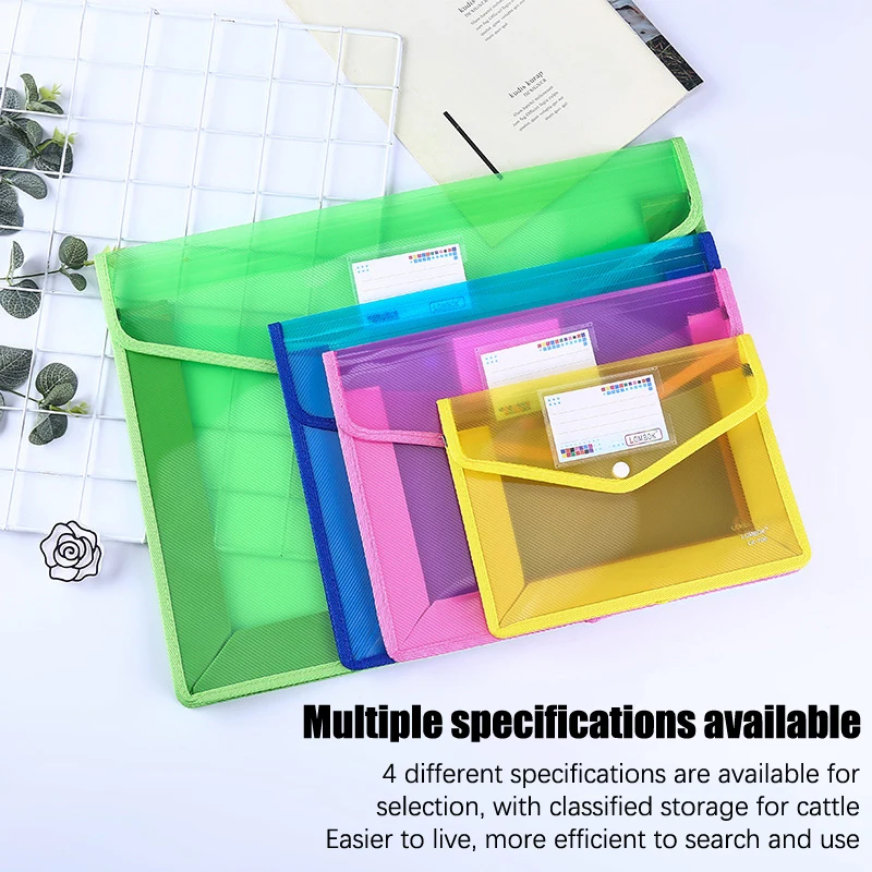 PP impermeável File Folders para Portfolio, Escritório Papelaria Storage, Portfolio Paper Organizer, A4
