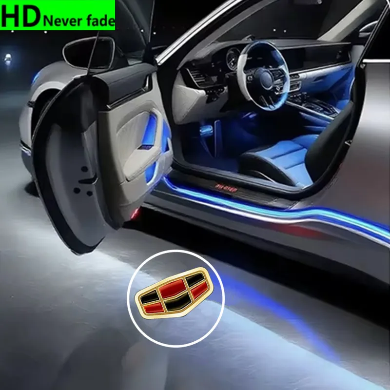 2PCS Led Car Door Welcome Lights For Geely Boyue EC718 RV X7 Atlas NL3 X70 GL GS 7 EC715 Projector logo Lamp