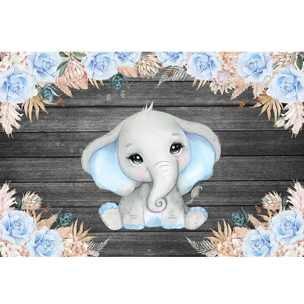 Mocsicka синий слон детский душ фон серый деревянная доска Дети Мальчики День Рождения фотография фон для студийной фотосъемки