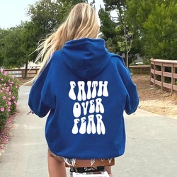 Faith Over Fear Hoodie Trendy Hoodies Christian Hoodies Bible Verse Hoodie Aesthetic Christian Hoodie Preppy Casual Sweatshirt