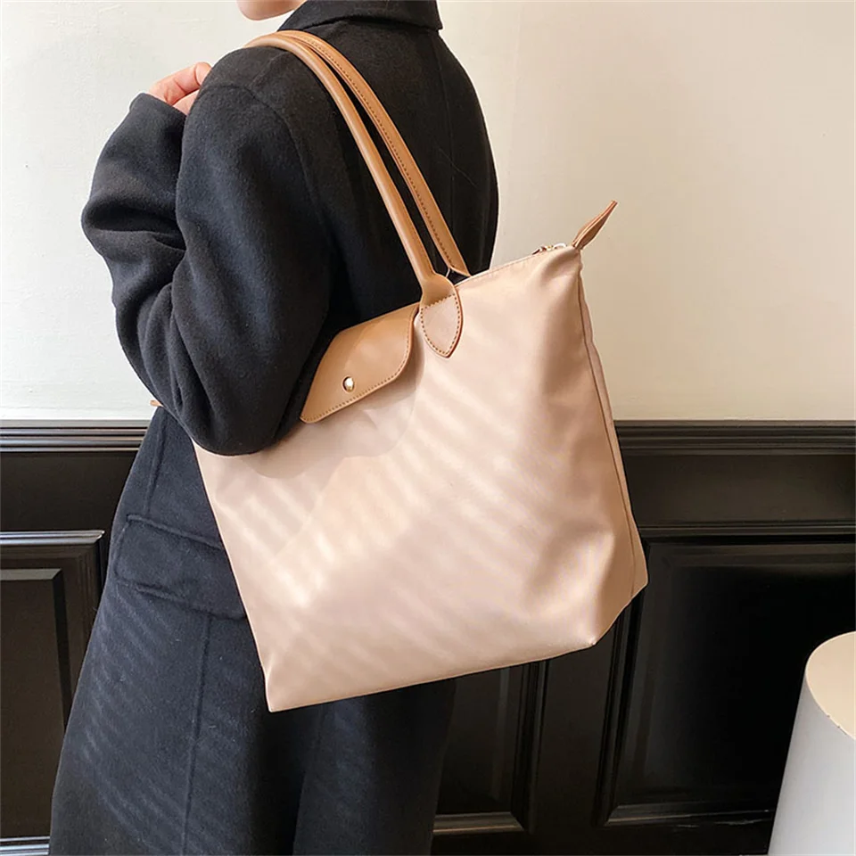 Women Fashion Nylon Handbags Ladies Versatile Foldable Waterproof Tote Bags Female Large Simplicity Capacity Shoulder Bag