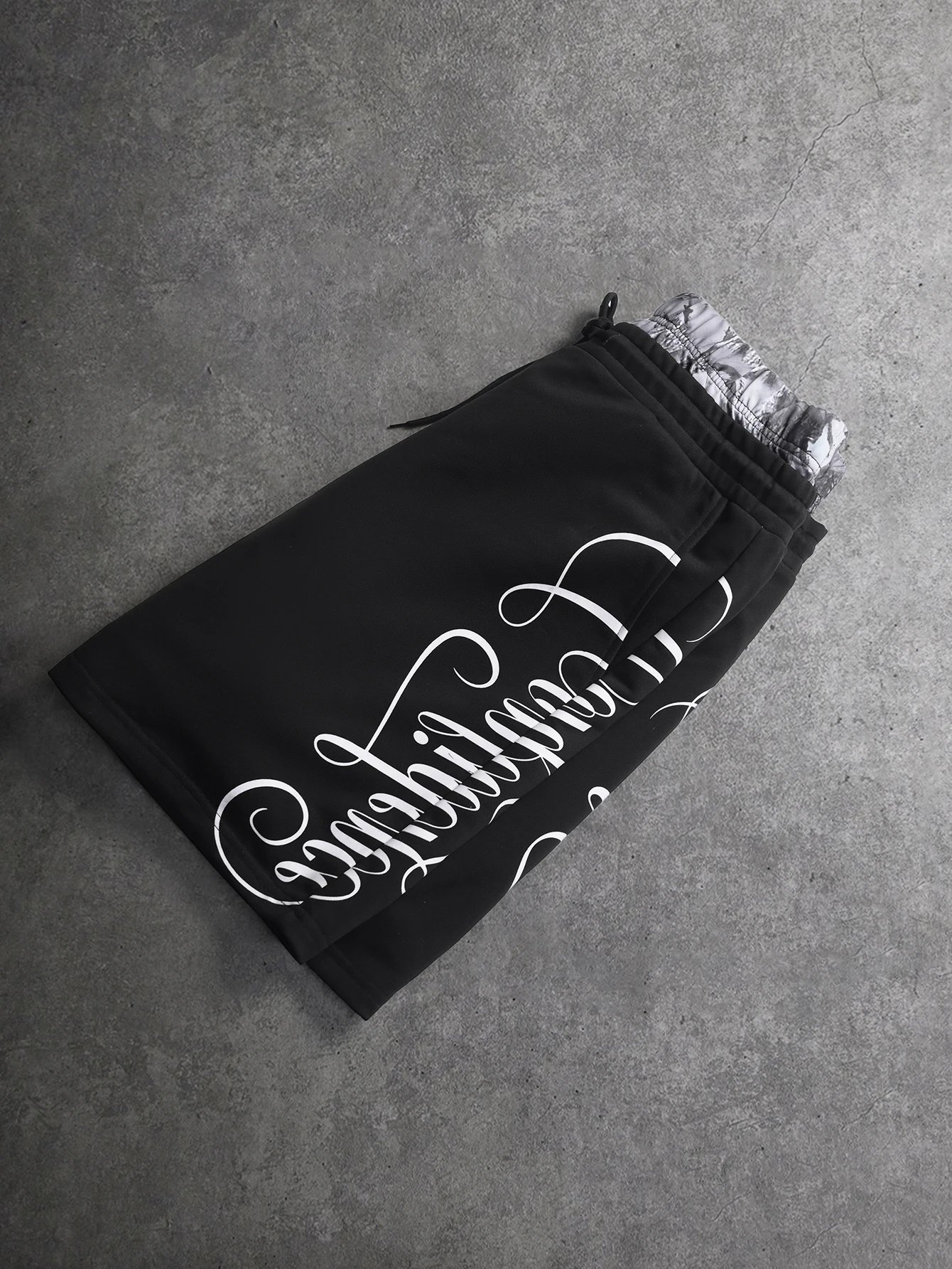 Herren Oversize Streetwear Shorts Marke Dual Waist Cursive Letter Print Polyester Schwarz Mehrfarbig Shorts S-2XL Alle Größen 1 Stück – Detail 7