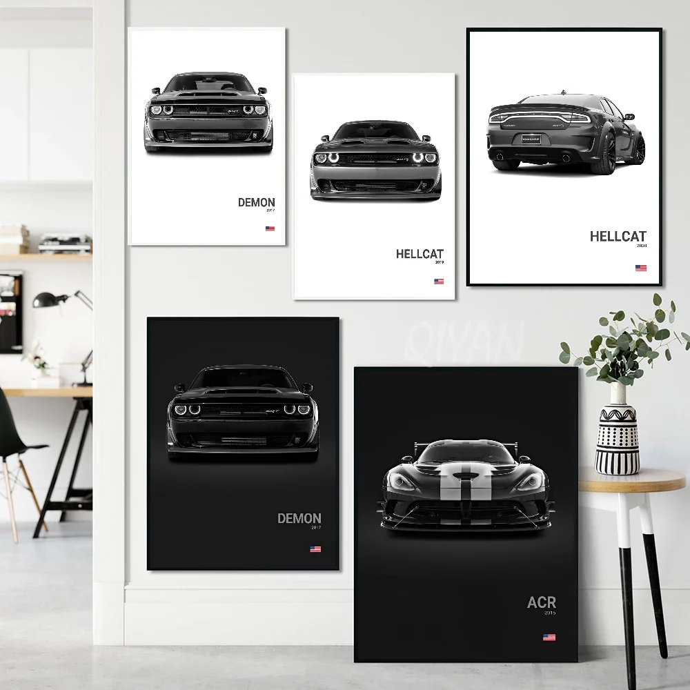 Dodge Challenger SRT Hellcat Redeye Poster Stickers Art Wall Murals Decor Game Room Decor Gifts HD Painting