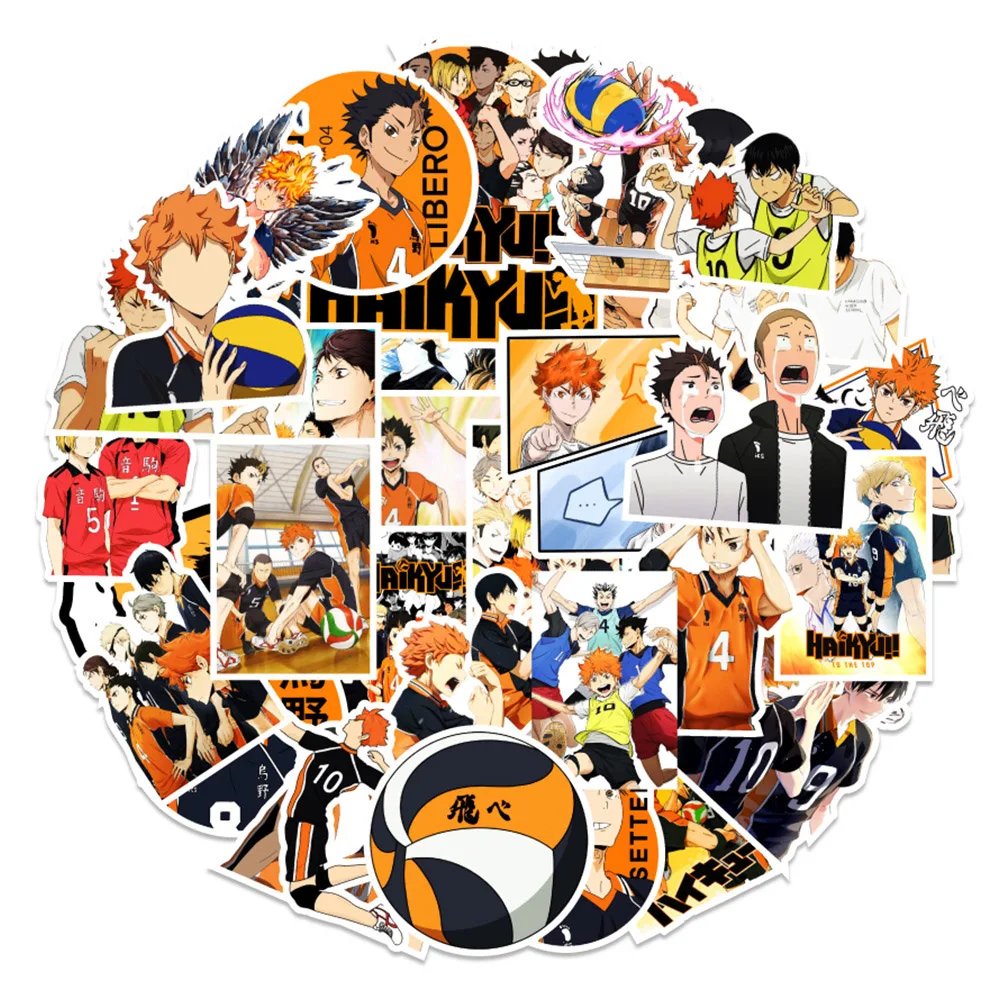 10/30/50pcs Haikyuu!! Cartoon Stickers Decals Graffiti Phone Case Luggage Laptop Waterproof Cute Kids Anime DIY Sticker Toy Gift