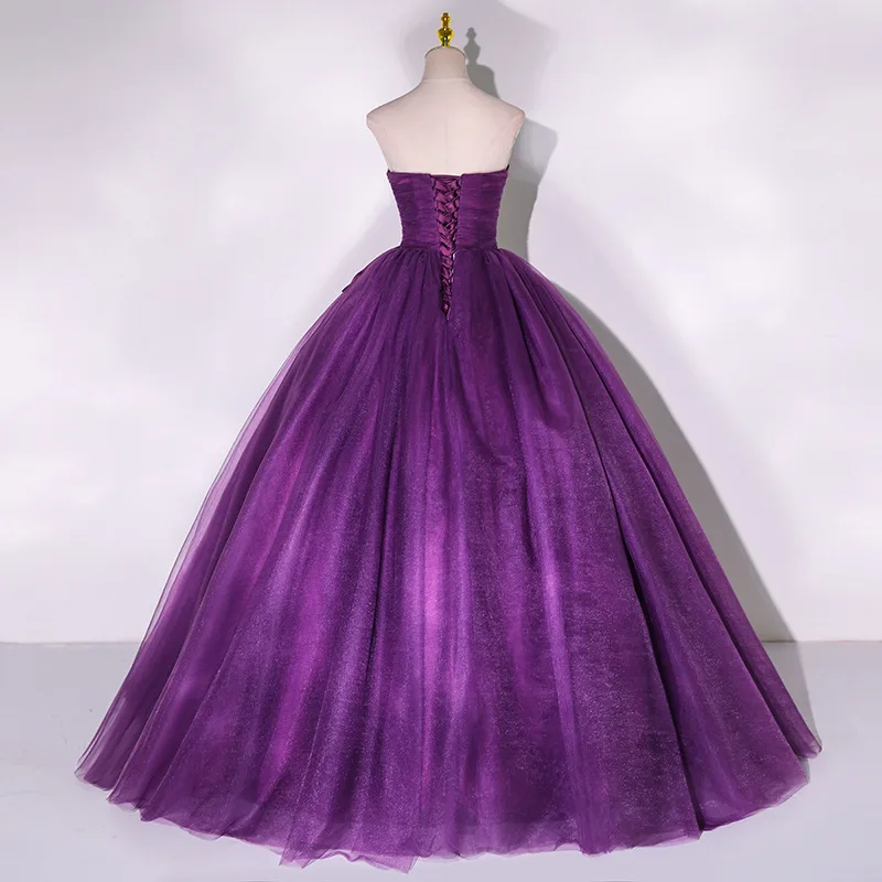 Customized Purple Ball Gown Evening Dresses Strapless Quinceanera Dresses Prom Party Gowns Formal Vestido De Noche Abendkleider