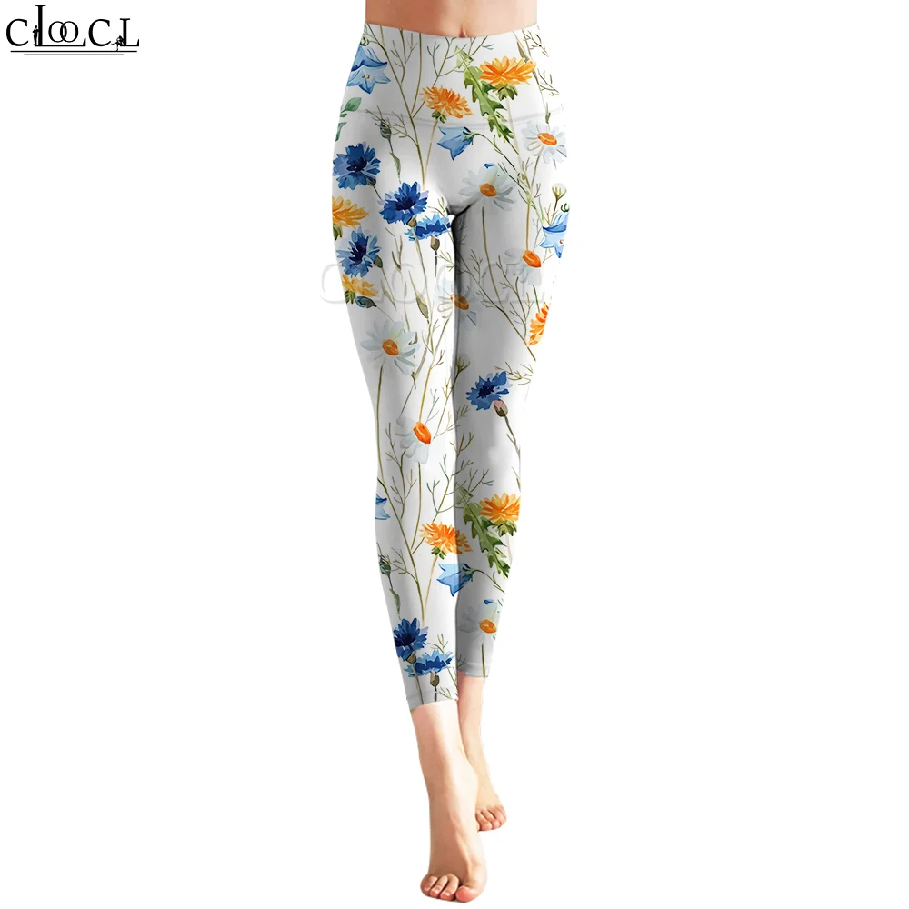 CLOOCL ผู้หญิง Legging Dandelion ดอกไม้รูปแบบ 3D พิมพ์กางเกงเอวสูงยืดกีฬา Legging Jogging ฟิตเนสกางเกงโยคะ