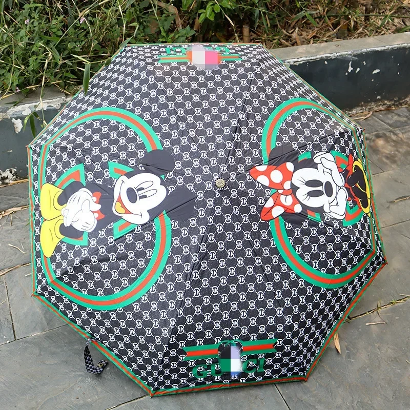 Parasol Fully Automatic Opening and Closing Folding Umbrella Parasol Big Brand Mouse Pattern Vinyl Umbrella