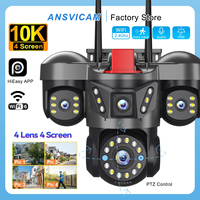 ANSVICAM 10K 20MP WiFi Wireless Camera UHD IP Outdoor Four Len Four Screen PTZ 16X Zoom ONVIF Security Cam Auto Tracking CCTV