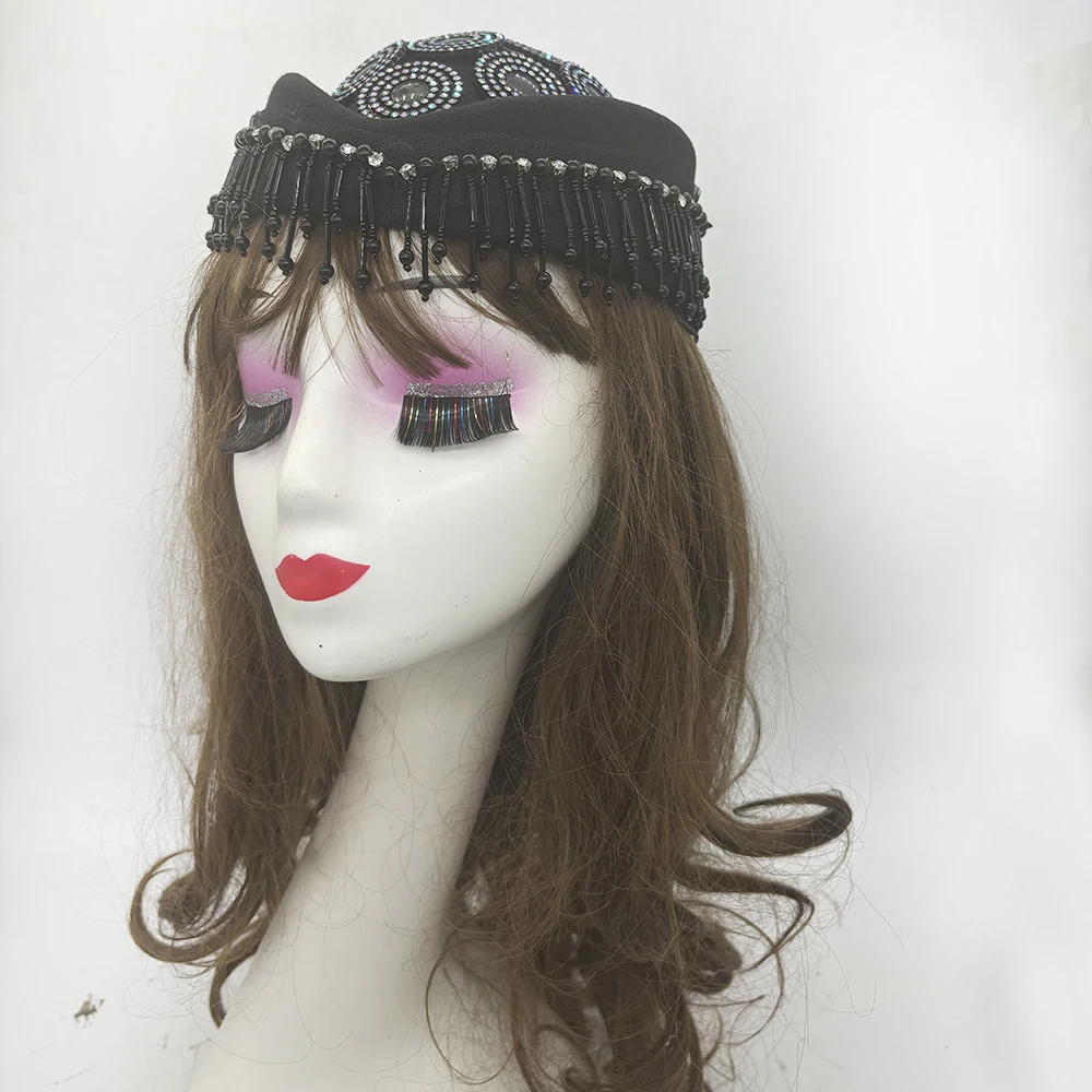Vintage Felt Turban Hat For Women Church Derby Fascinator With Tassels Lady Beret Caps Airline Stewardess Hat African Headwear 5