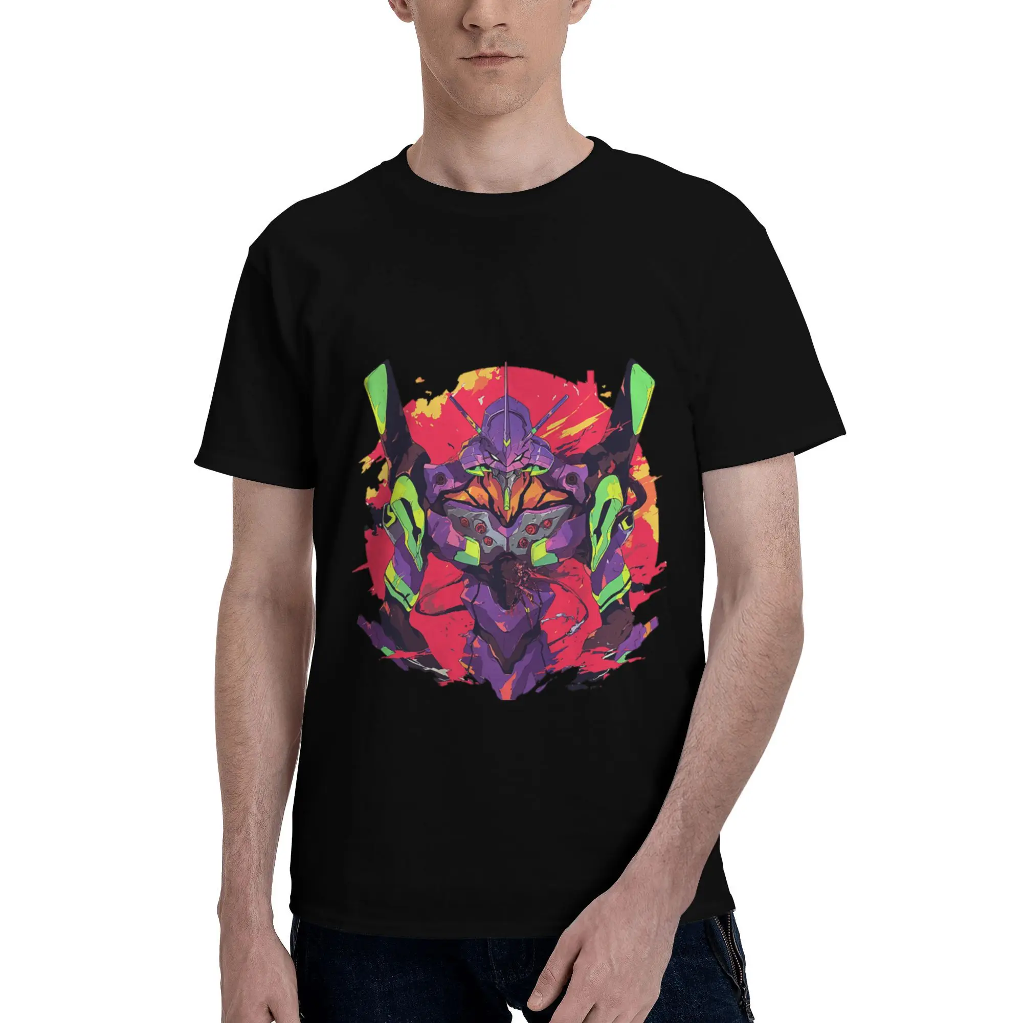 

Custom Manga Evangeliones T Shirts Men Soft Cotton Tees Tshirt Short Sleeve Fashion T-shirt Clothing