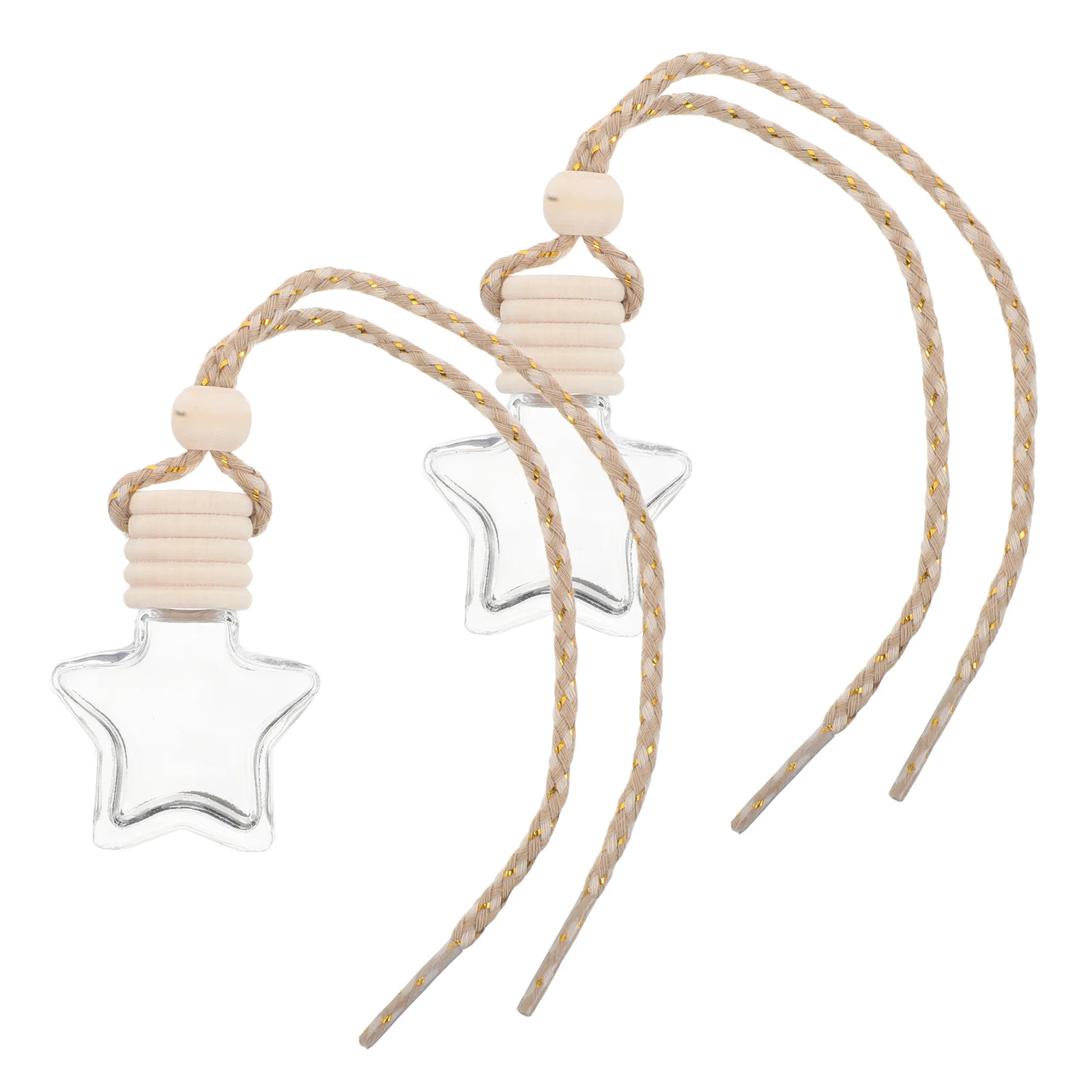 

2Pcs Five Pointed Star Aromatherapy Bottle Car Pendant Stylish Thread Design Essential Oil Diffuser for Interior Decor