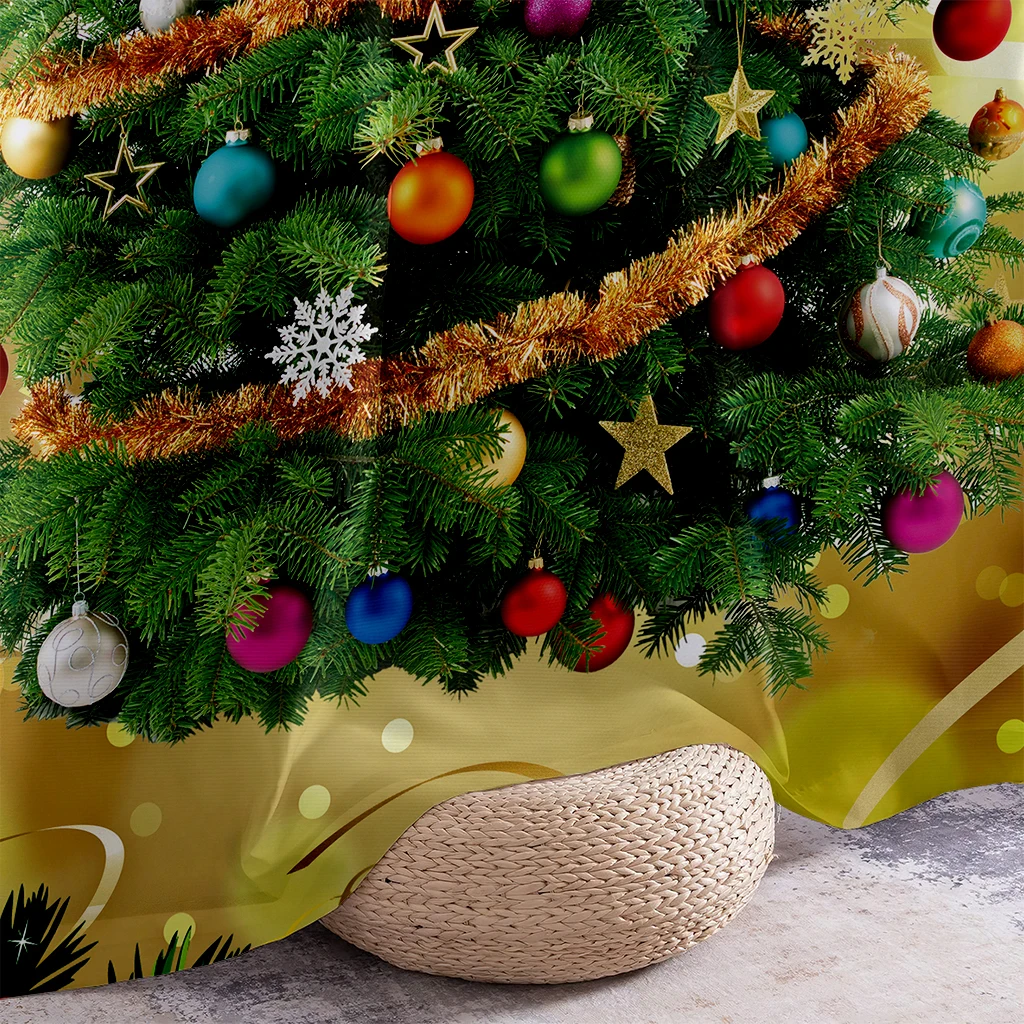 Curtains With A Cartoon Christmas Tree Print—Decorative Curtains For Living Rooms, Kitchens, And Children's Rooms; A Great Gift.