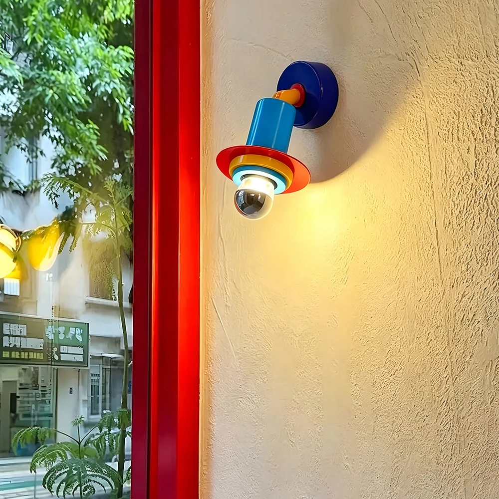 Memphis Colorful Metal Wall Lamps 180 Degree Adjustable Joint children's Room Decoration Wall Light for Bedroom Bedside Aisle